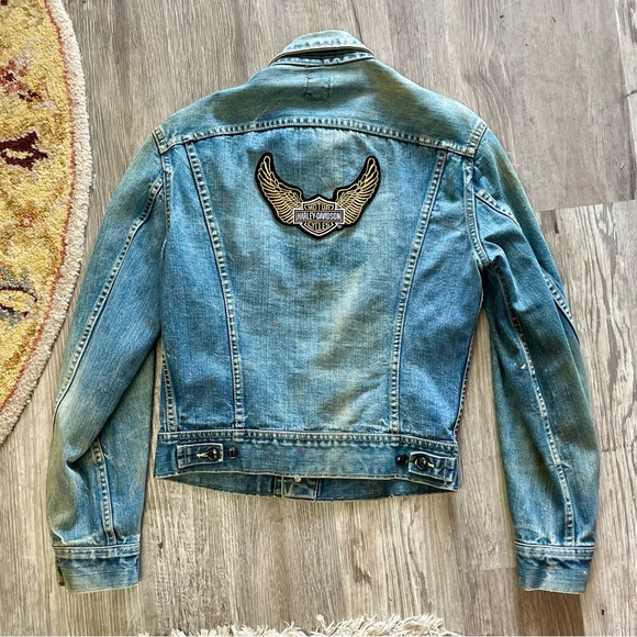 Vintage 1960s Lee Riders Sanforized 101-J Denim Jacket Harley Davidson Patch - Picture 8 of 11